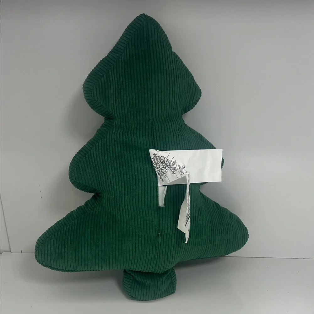 Holiday Green Christmas Tree Pillow with Lights